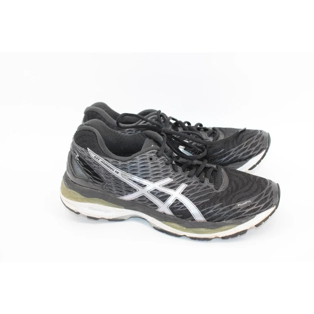 ASICS Women's Gel-Nimbus 18 Size 9 Black and Silver Running Shoe Walking